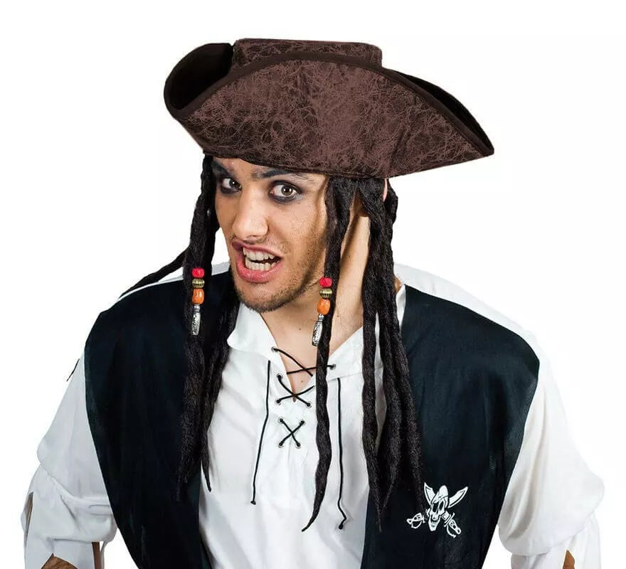 Translation missing: es.Sombrero Pirata marrón con Rastas