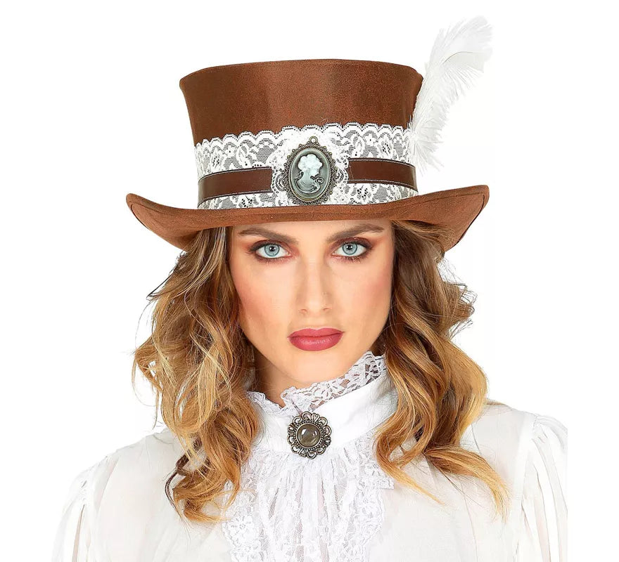 Translation missing: es.Sombrero Steampunk Top Aspecto Cuero Envejecido