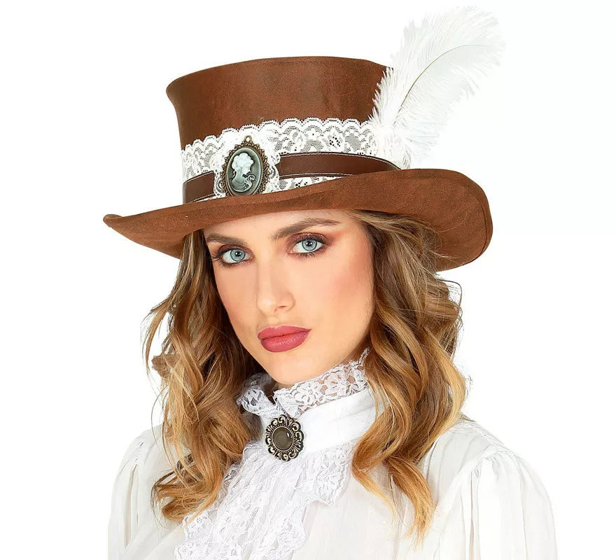 Translation missing: es.Sombrero Steampunk Top Aspecto Cuero Envejecido