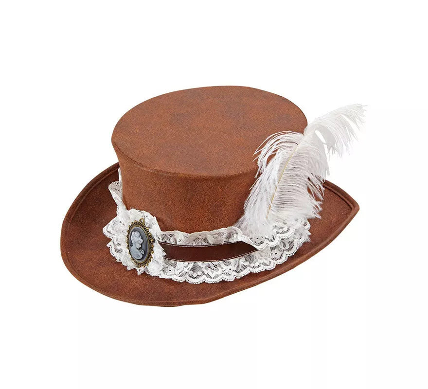 Translation missing: es.Sombrero Steampunk Top Aspecto Cuero Envejecido
