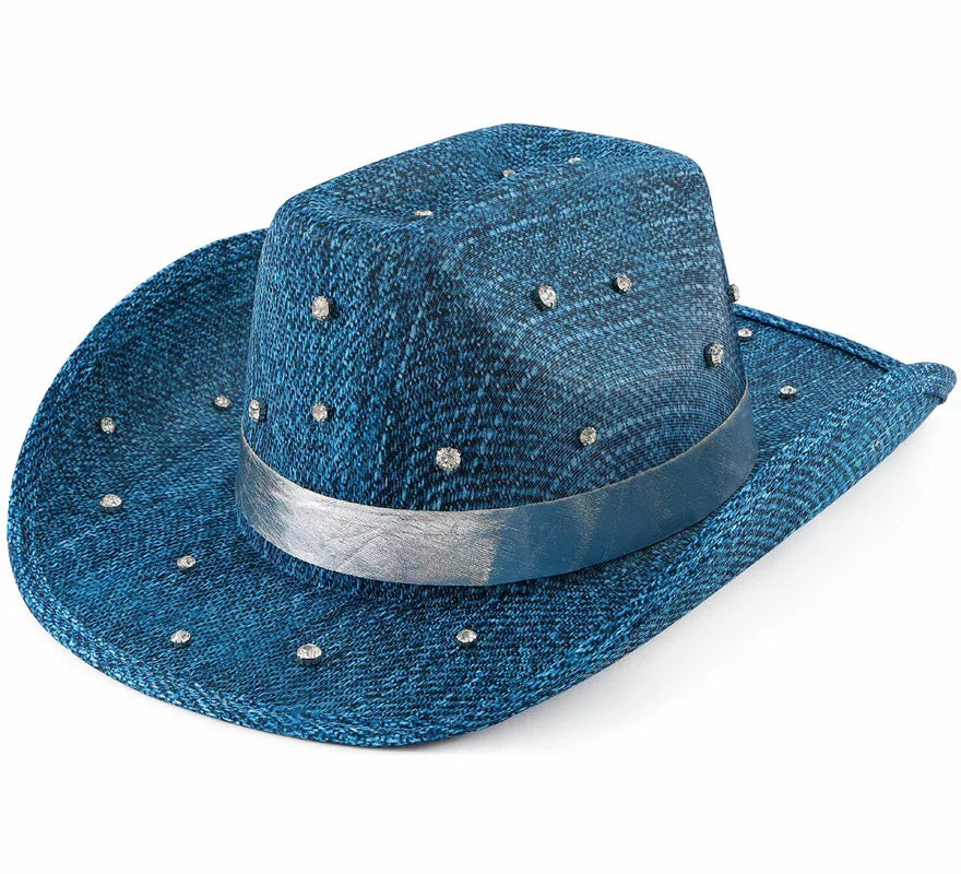 Translation missing: es.Sombrero Vaquero azul con Pedrería
