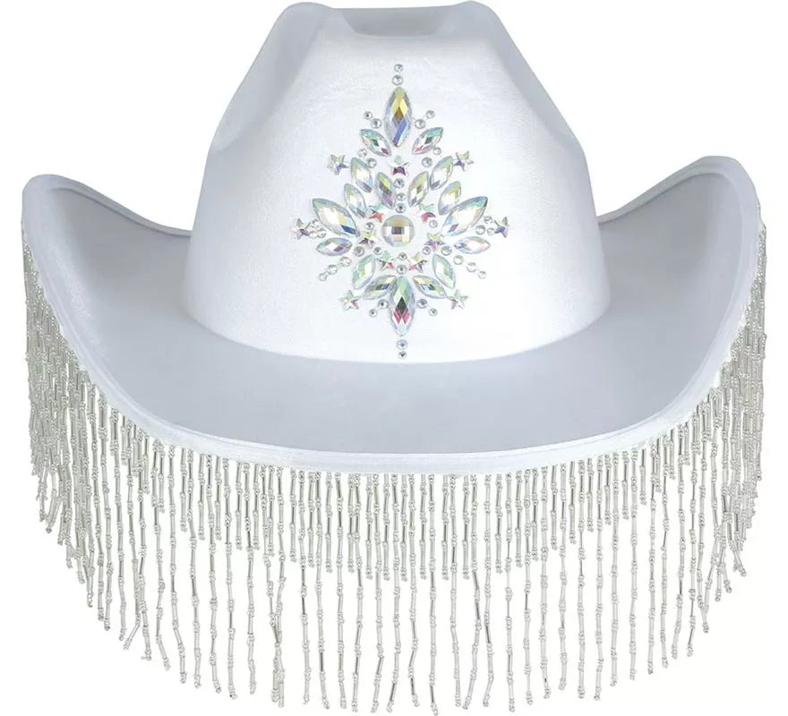 Translation missing: es.Sombrero Vaquero blanco con Flecos para adultos