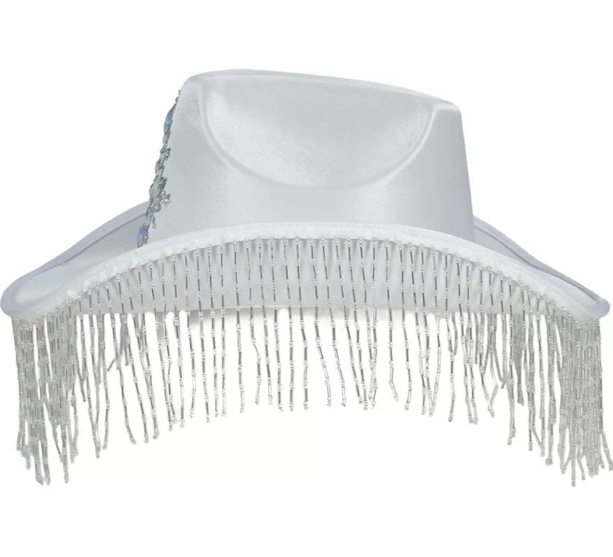 Translation missing: es.Sombrero Vaquero blanco con Flecos para adultos