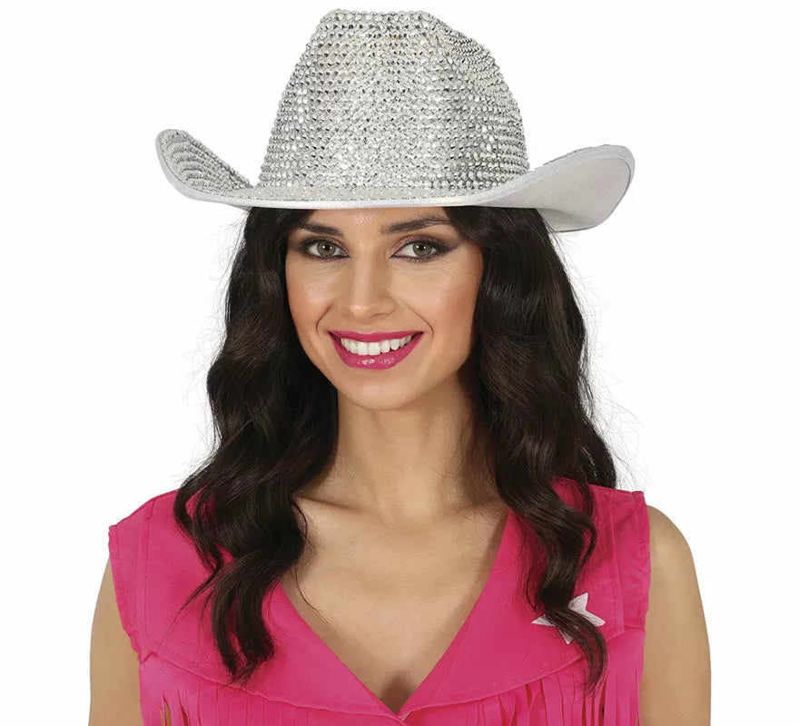 Translation missing: es.Sombrero Vaquero brillante plateado adulto