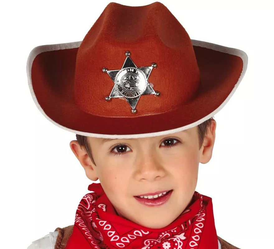 Translation missing: es.Sombrero Vaquero fieltro Sheriff infantil marrón