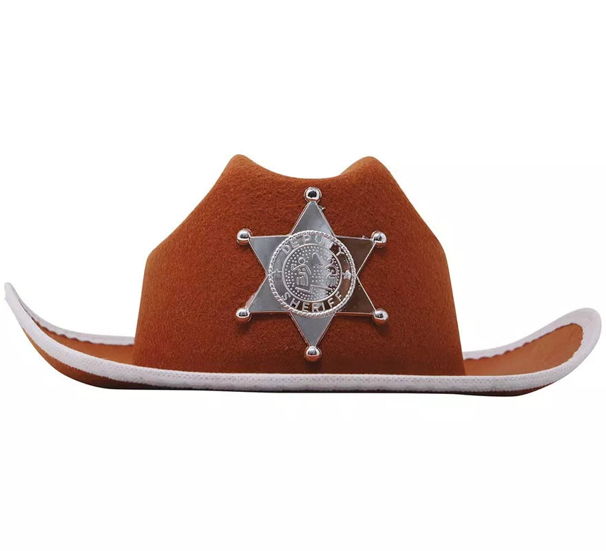 Translation missing: es.Sombrero Vaquero fieltro Sheriff infantil marrón