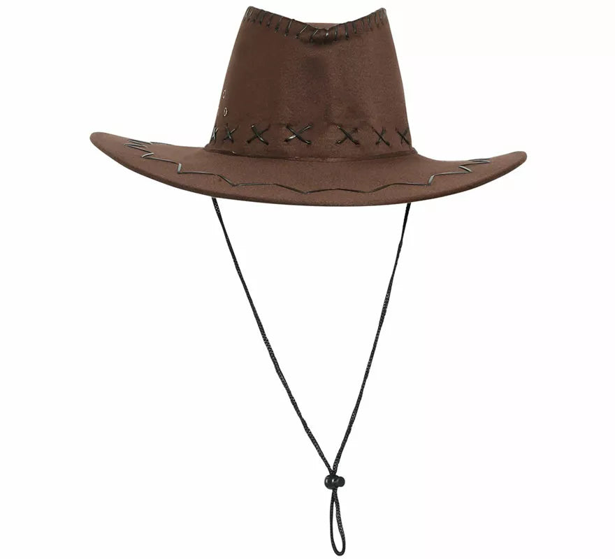 Translation missing: es.Sombrero Vaquero marrón Símil a piel 60 perímetro para adulto