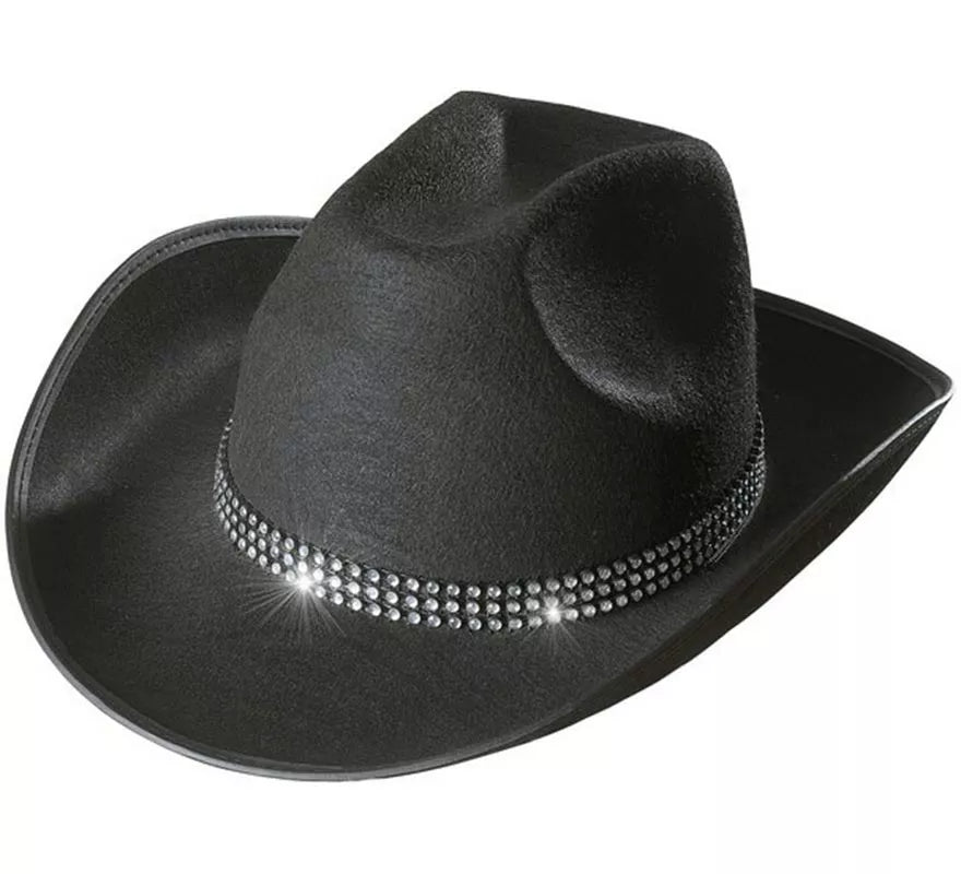 Translation missing: es.Sombrero Vaquero negro con Brillos para adultos