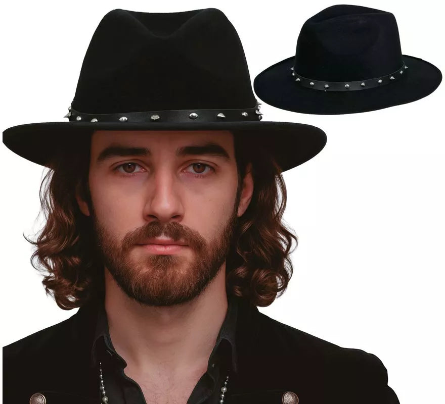 Translation missing: es.Sombrero Vaquero negro con Remaches para adultos