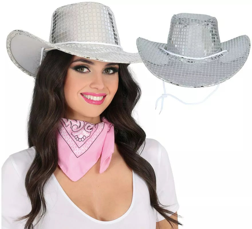 Translation missing: es.Sombrero Vaquero plateado para adultos