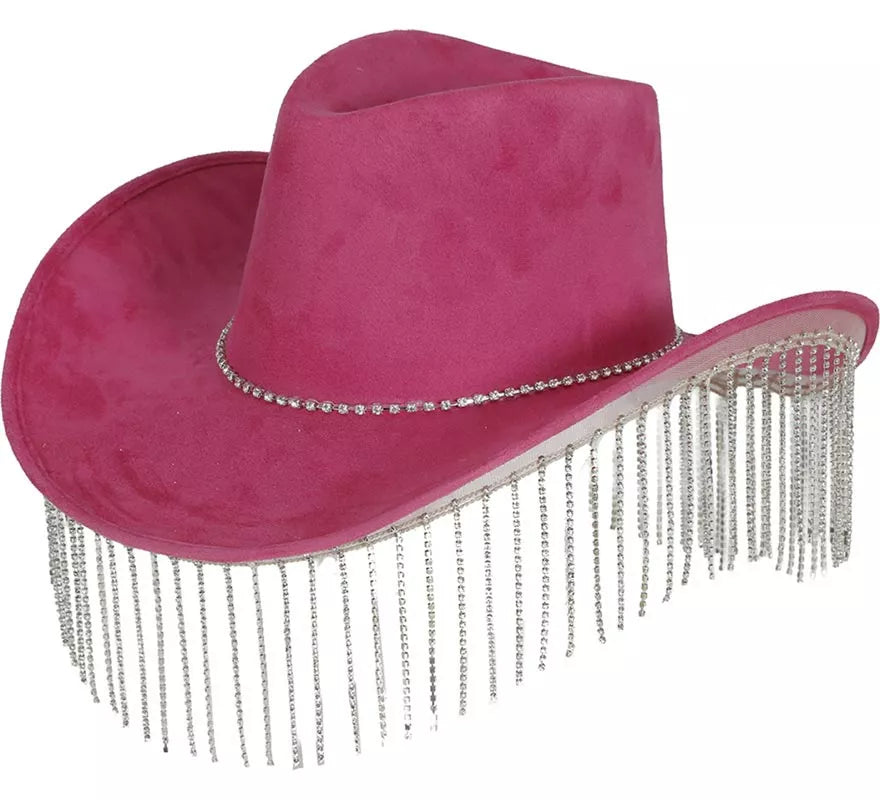 Translation missing: es.Sombrero Vaquero rosa con Flecos adultos