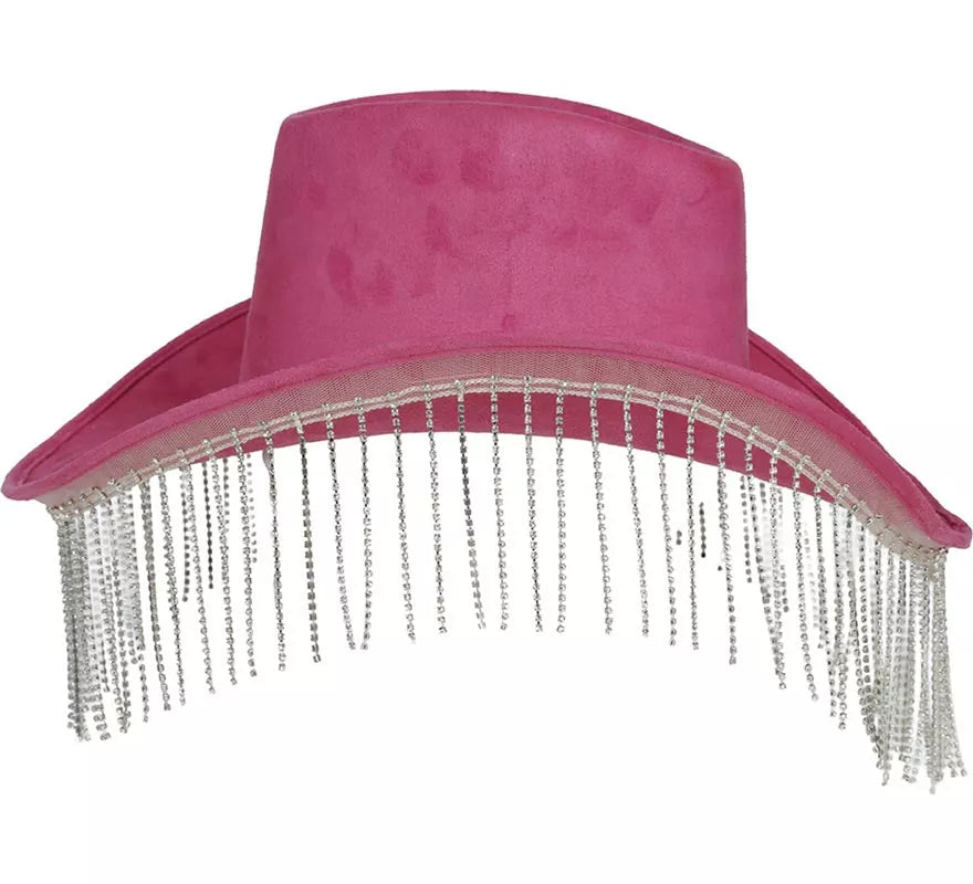 Translation missing: es.Sombrero Vaquero rosa con Flecos adultos