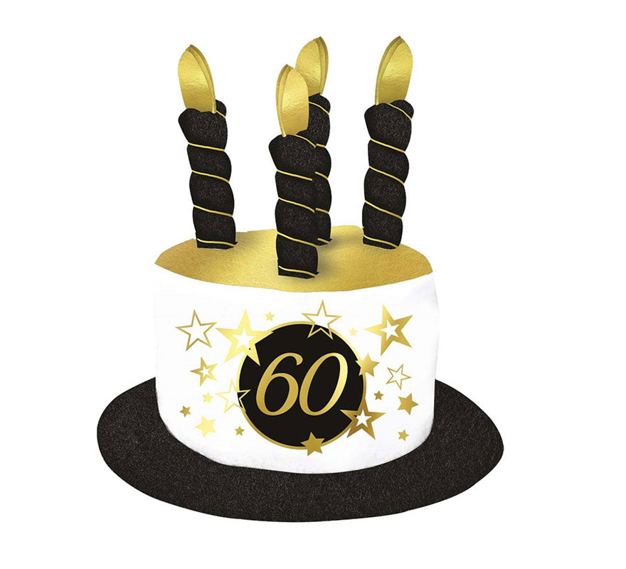 Translation missing: es.Sombrero Velas Blanco y Negro de 60 Años Cumpleaños y Aniversarios
