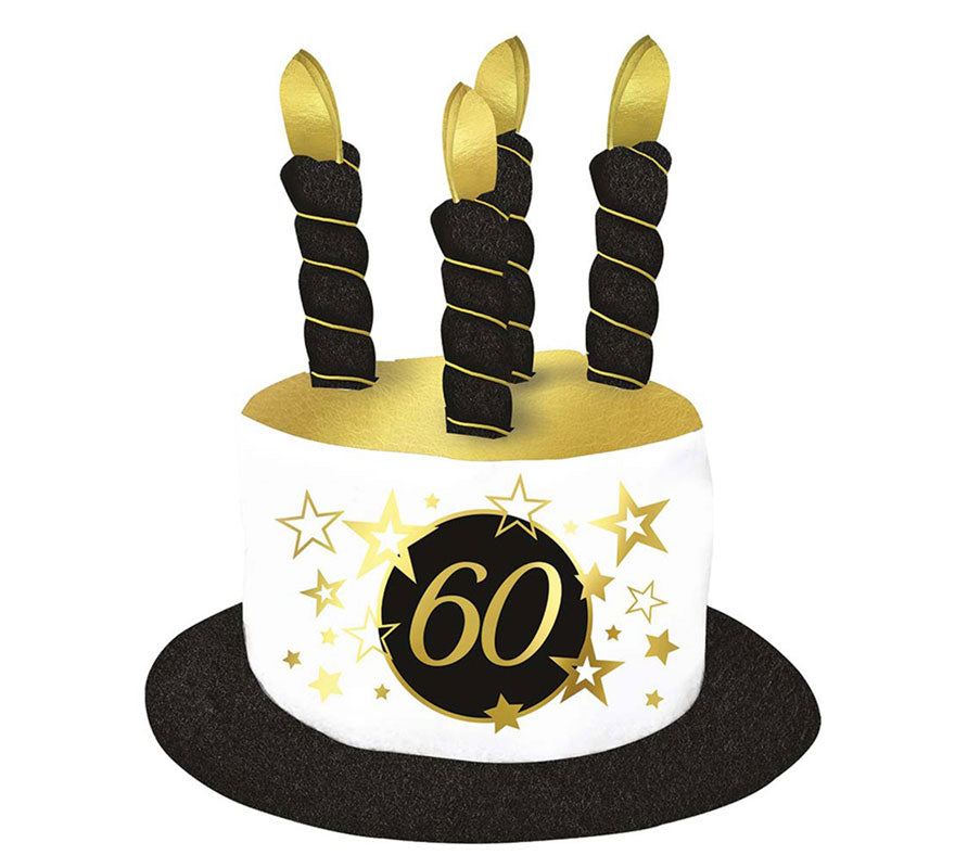 Translation missing: es.Sombrero Velas Blanco y Negro de 60 Años Cumpleaños y Aniversarios