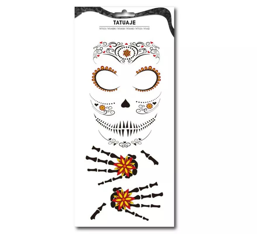 Translation missing: es.Tatuaje Catrina floral naranja