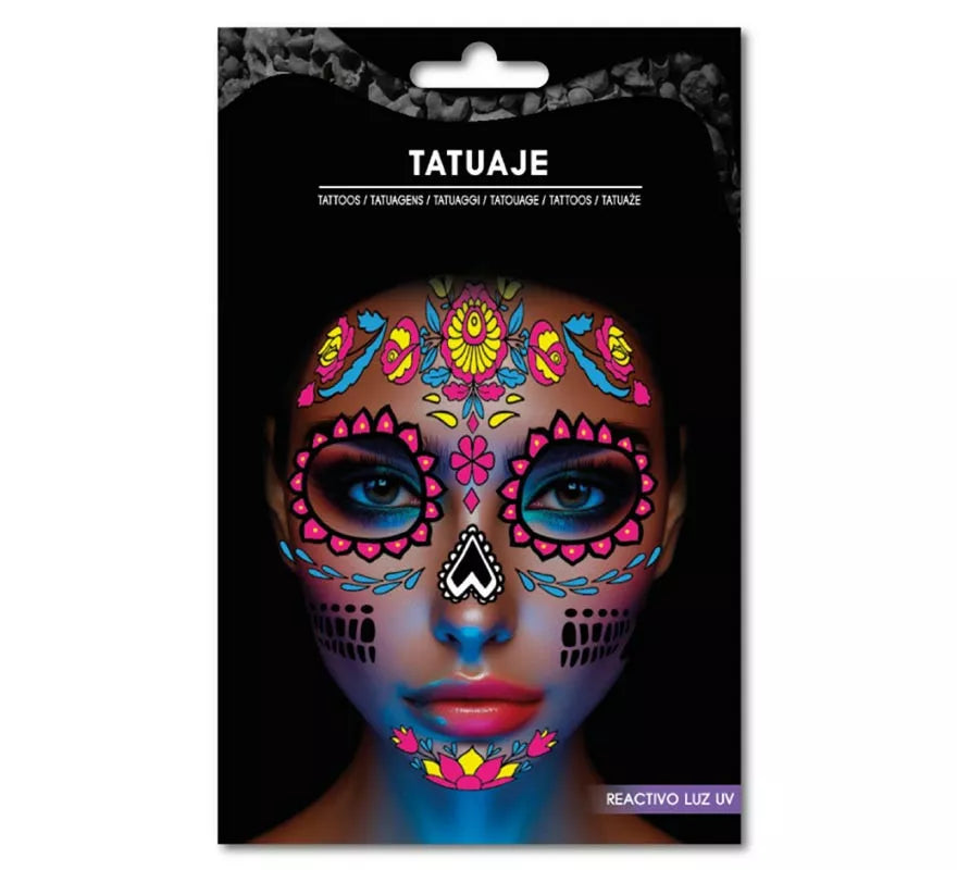 Translation missing: es.Tatuaje Catrina rosa fluorescente