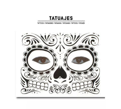 Tatuaje facial de Catrina Calavera negra adulto