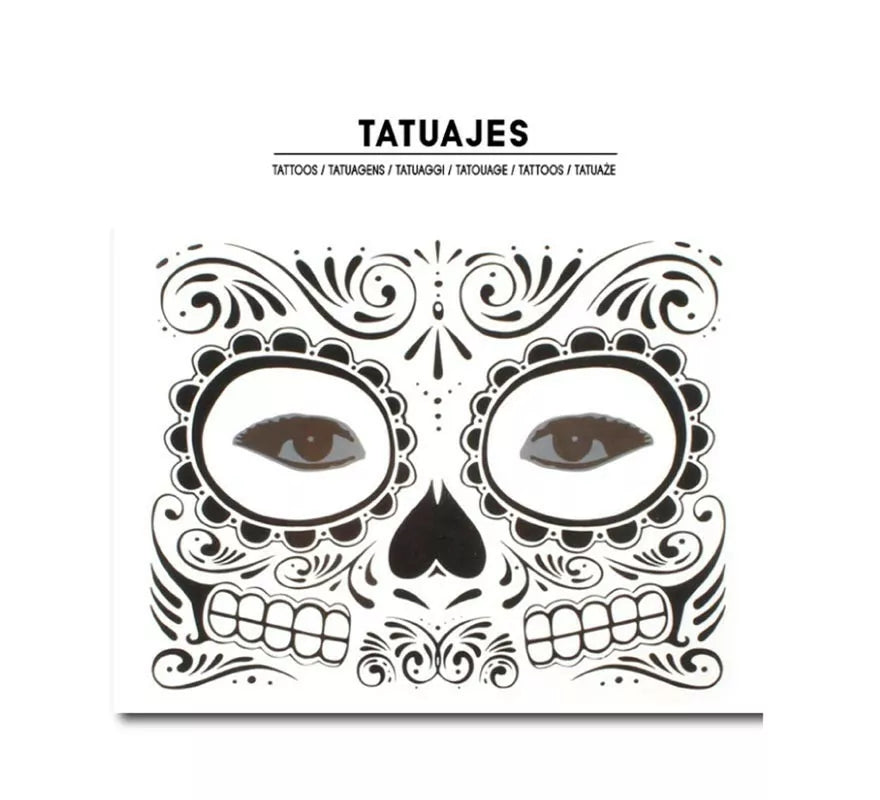 Translation missing: es.Tatuaje facial de Catrina Calavera negra adulto