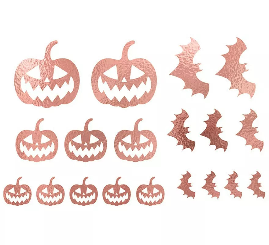 Translation missing: es.Tatuajes de Calabaza y Murciélagos en oro y rosa