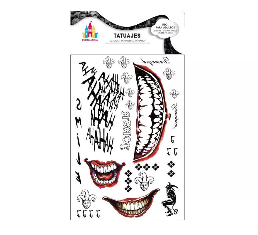 Translation missing: es.Tatuajes de Payaso conflictivo texto y sonrisas roja