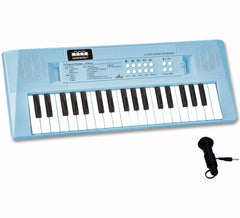Teclado Electrónico de 37 Teclas azul, con Micrófono USB
