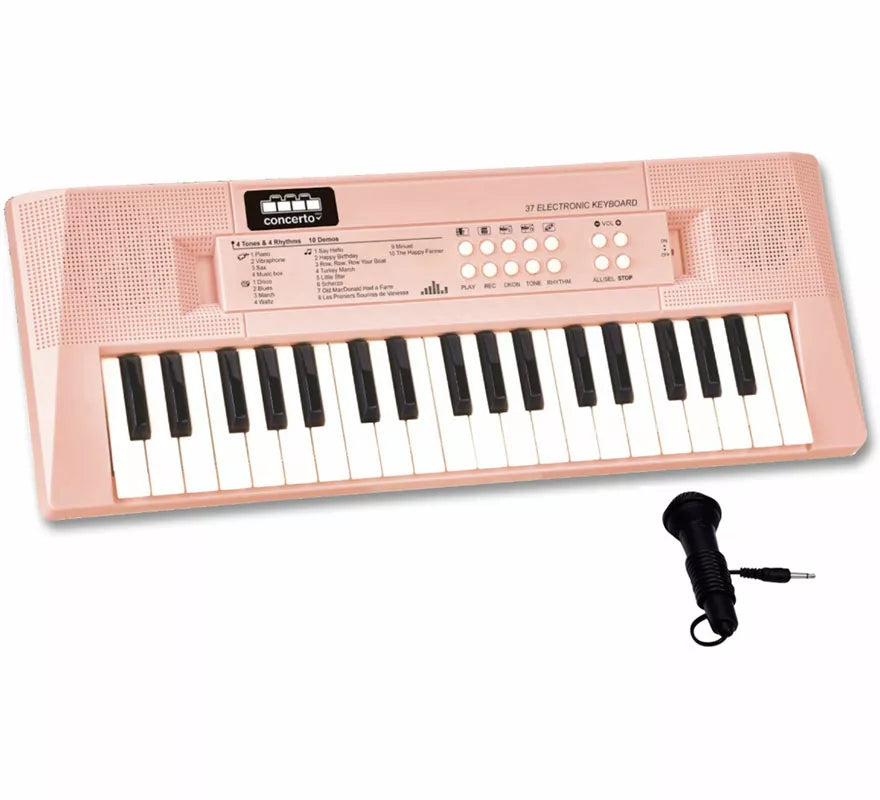 Translation missing: es.Teclado Electrónico de 37 Teclas rosa, con Micrófono USB