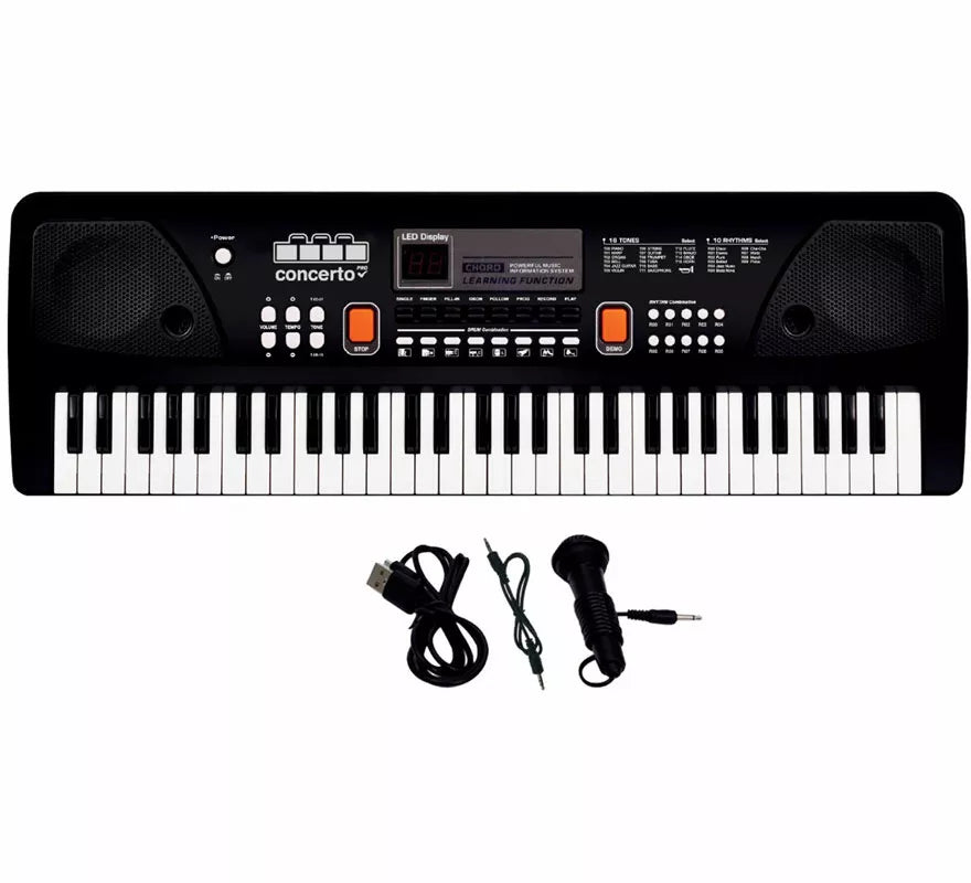 Translation missing: es.Teclado Electrónico de 61 Teclas con Micrófono USB negro