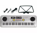 Teclado Electrónico de 61 Teclas con Micrófono USB plateado