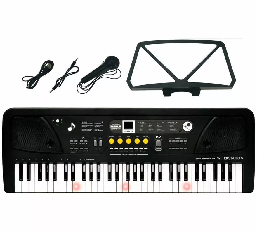 Translation missing: es.Teclado Electrónico de 61 Teclas con Micrófono USB y Función Profesor negro