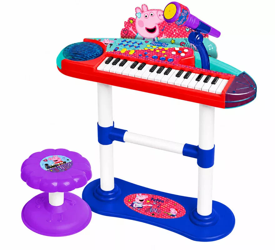 Translation missing: es.Teclado Musical con Micrófono, Pie y Banqueta Peppa Pig
