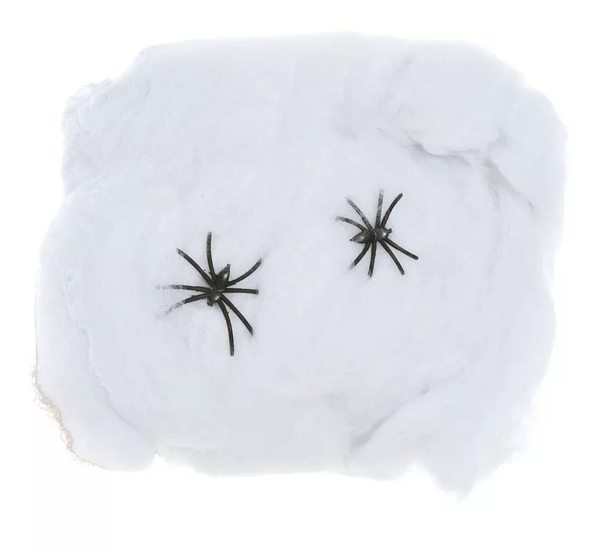 Translation missing: es.Telaraña blanca de 40 gr con arañas para decoración Halloween