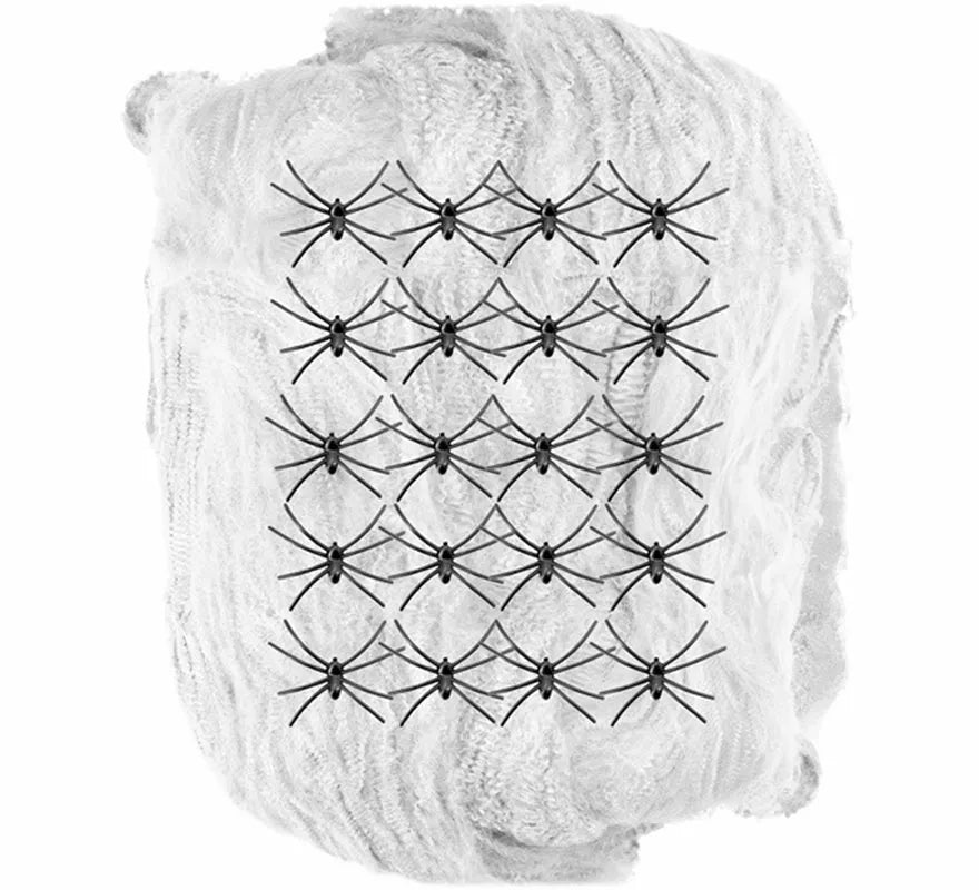 Translation missing: es.Telaraña blanca de 500 g con 20 Arañas