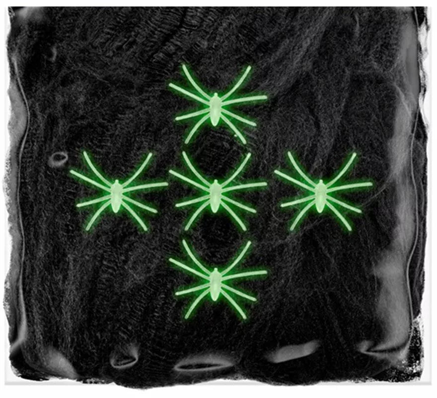 Translation missing: es.Telaraña negra de 100 g con 5 Arañas Fluorescentes