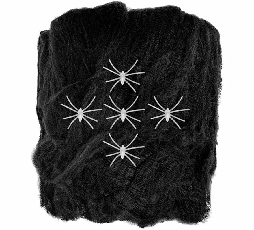 Translation missing: es.Telaraña negra de 100 g con 5 Arañas Fluorescentes