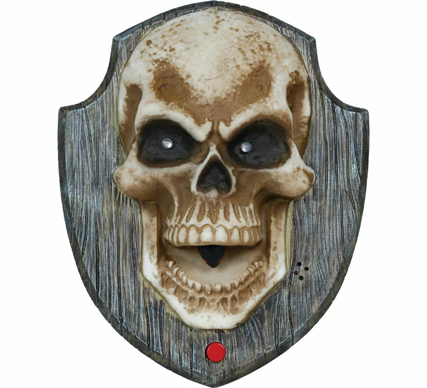 Timbre Calavera con Luz, Sonido y Movimiento de 19x15 cm