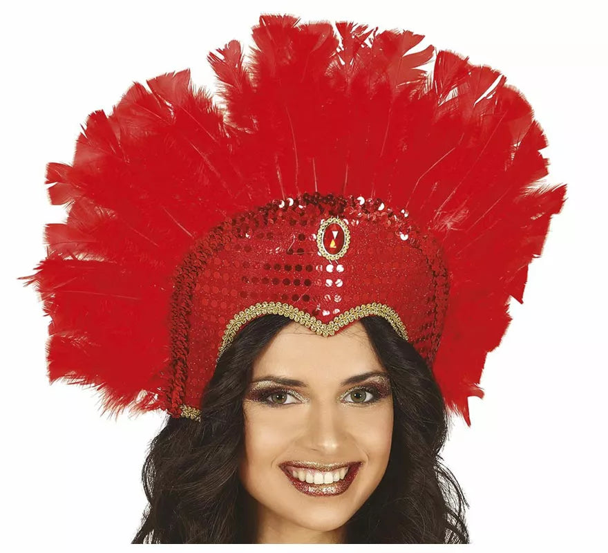 Translation missing: es.Tocado con Plumas Rojo