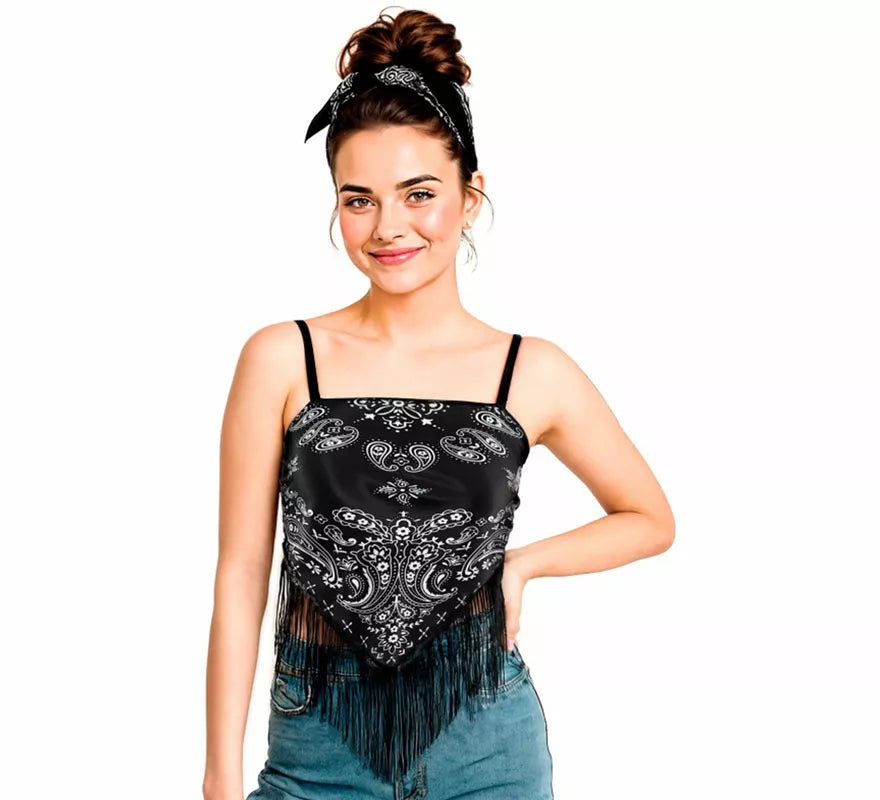 Translation missing: es.Top Bandana Paisley negro para mujer