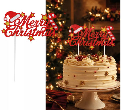 Topper rojo de Feliz Navidad para Tarta de 16x24 cm