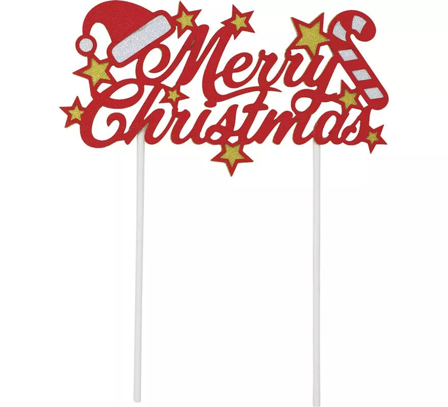 Topper rojo de Feliz Navidad para Tarta de 16x24 cm