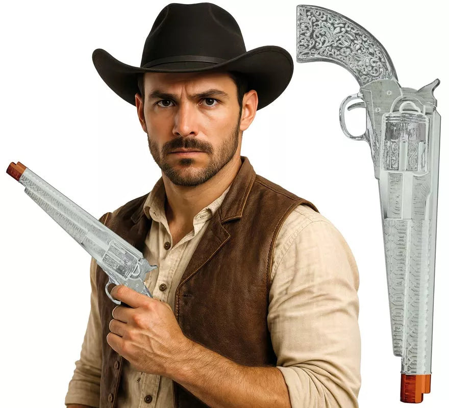 Translation missing: es.Trabuco de Pistolero plateado de 30 cm de Plástico