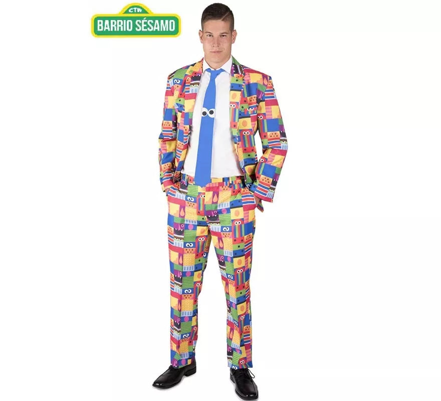 Translation missing: es.Traje Divertido de Barrio Sésamo multicolor para hombre