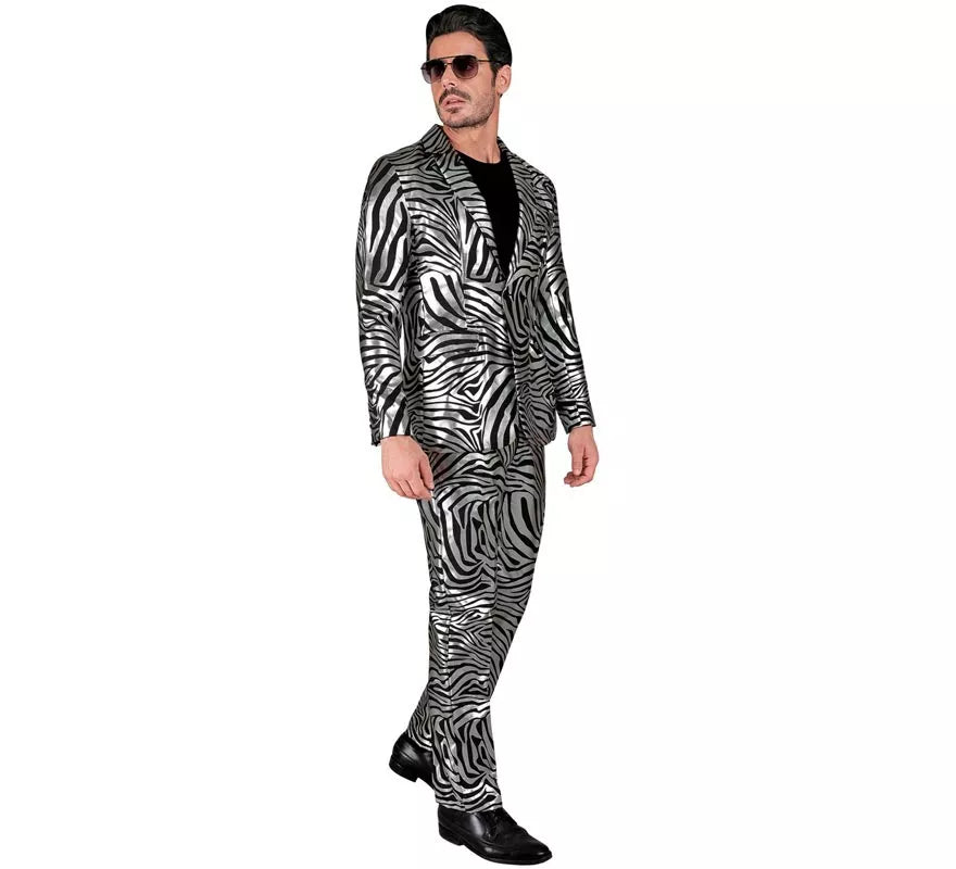 Translation missing: es.Traje Divertido de Fiesta animal print plateado para hombre