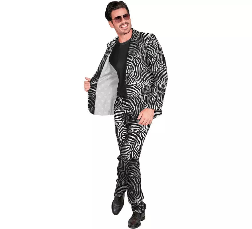 Translation missing: es.Traje Divertido de Fiesta animal print plateado para hombre