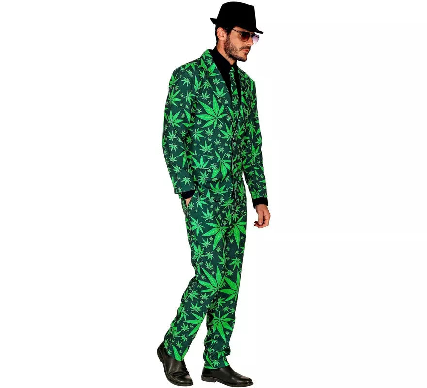 Traje Divertido de Marihuana verde para hombre