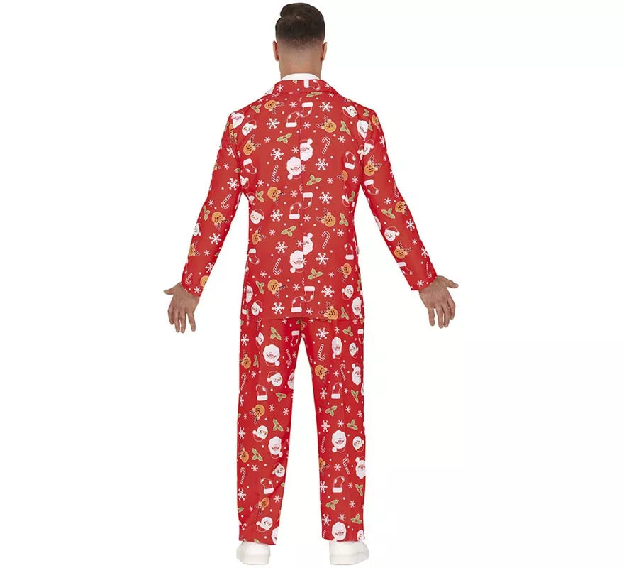 Translation missing: es.Traje Divertido de Papá Noel rojo con corbata para hombre