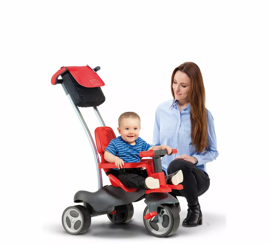 Translation missing: es.Triciclo infantil rojo con Ruedas de Goma, Cinturón y Bolsa