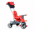 Triciclo infantil rojo con Ruedas de Goma, Cinturón y Bolsa