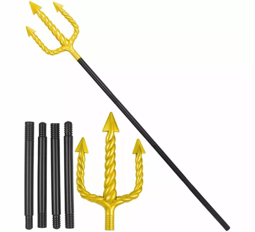Translation missing: es.Tridente de Poseidón dorado Desmontable de 137 cm