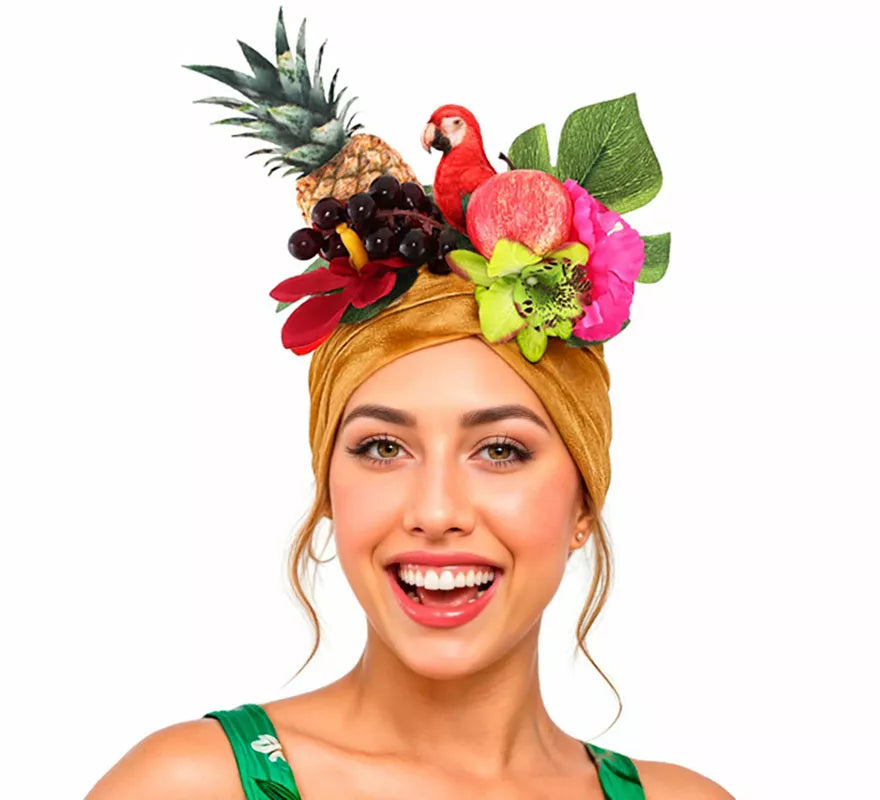 Translation missing: es.Turbante de Rumbera dorado con Frutas