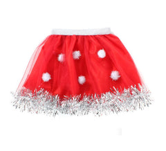 Tutú de Mamá Noel rojo con bolas blancas infantil